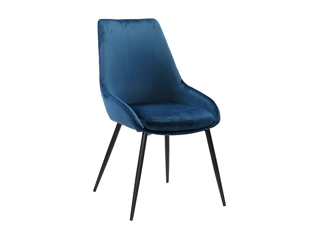 Lot de 2 chaises en velours bleu marine pieds métal noir - JAZZY