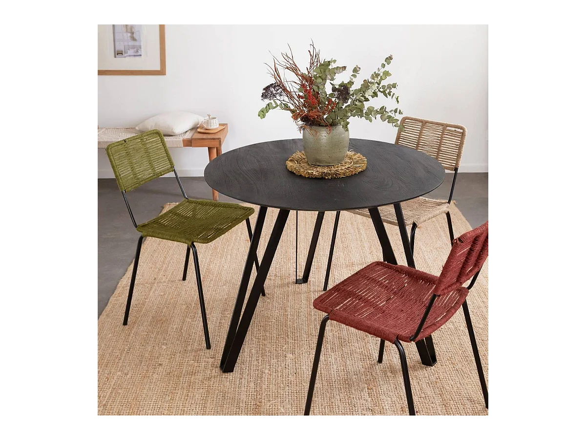 Mesa de comedor de madera de mango y metal Rosie - Estilo elegante y duradero para tus momentos especiales