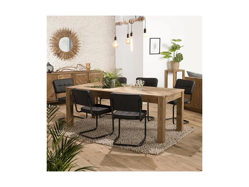 Table de repas rectangulaire 200 cm en bois massif recyclé - CHALET
