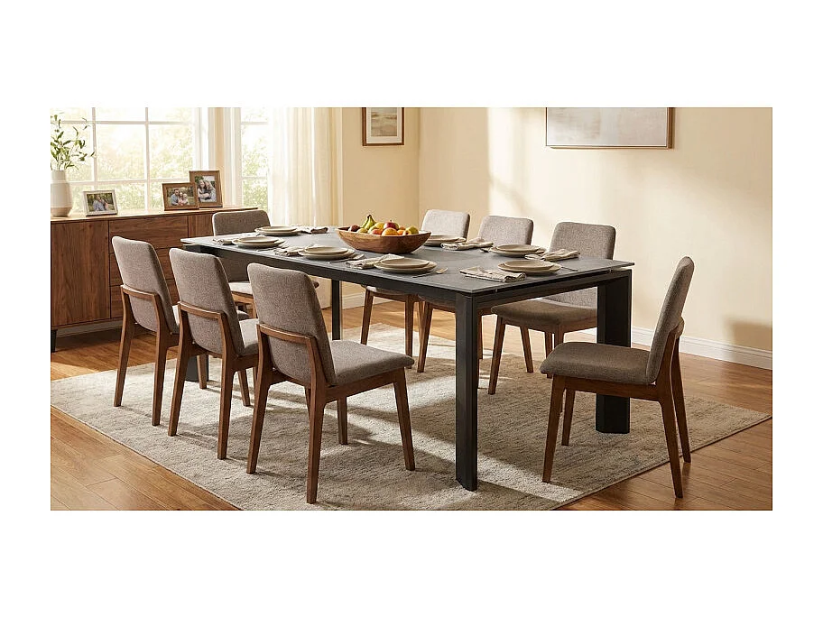 Table extensible 140/200 cm en céramique gris clair béton - MATRIX 2