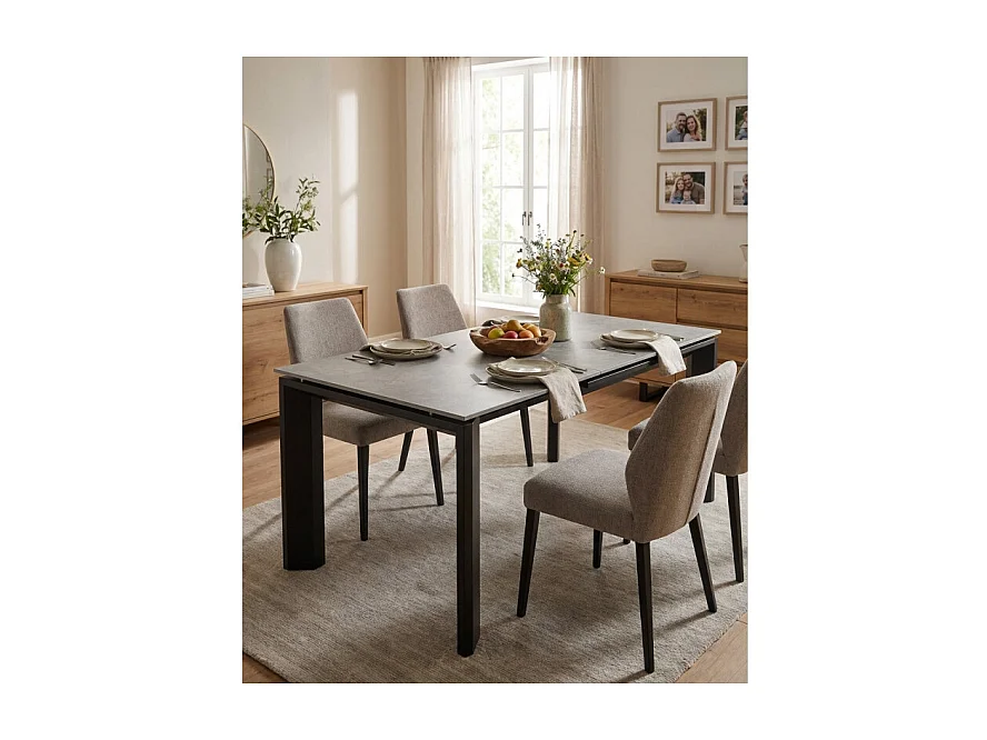 Table extensible 140/200 cm en céramique gris clair béton - MATRIX 2