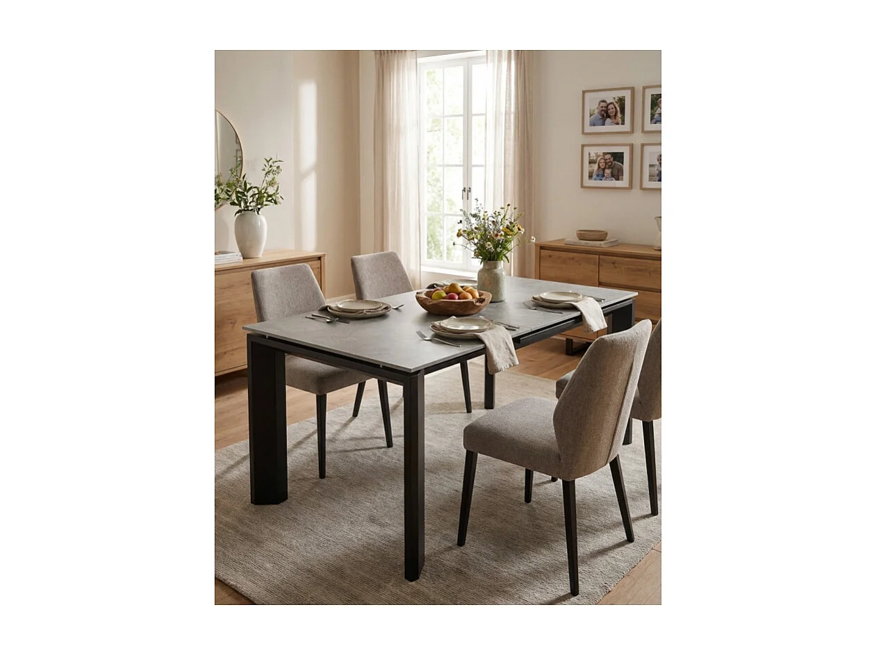 Table extensible 140/200 cm en céramique gris clair béton - MATRIX 2