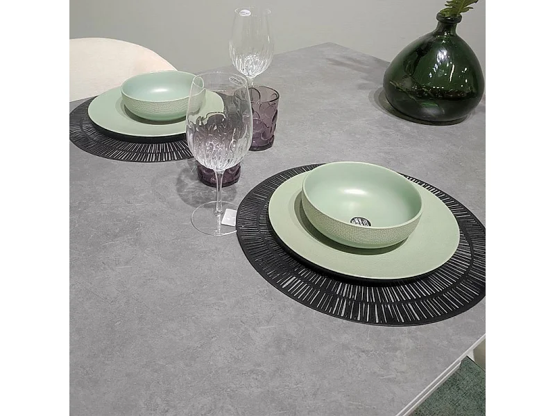 Table extensible 140/200 cm en céramique gris clair béton - MATRIX 2