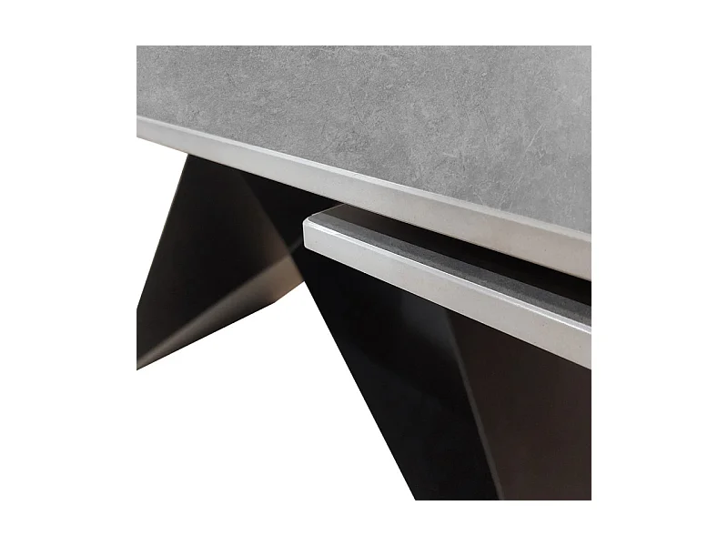 Table extensible 160/240 cm en céramique gris clair effet béton - LIMA
