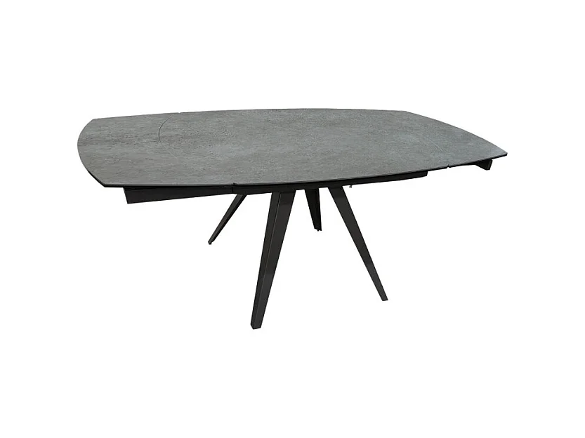 Table extensible ovale 120/180 cm céramique gris béton - ADELPHIA 2