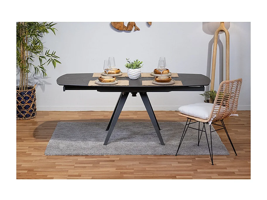 Table extensible ovale 120/180 cm céramique gris béton - ADELPHIA 2