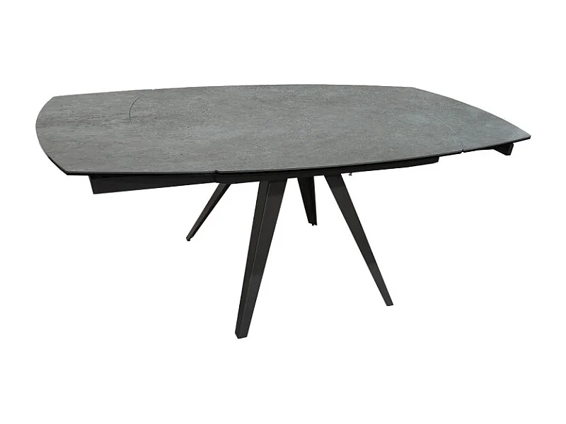 Table extensible ovale 120/180 cm céramique gris béton - ADELPHIA 2