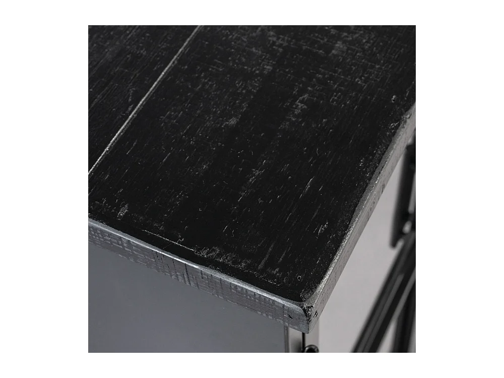 FERRE - Vitrine à roulettes en acier et bois noir H 105