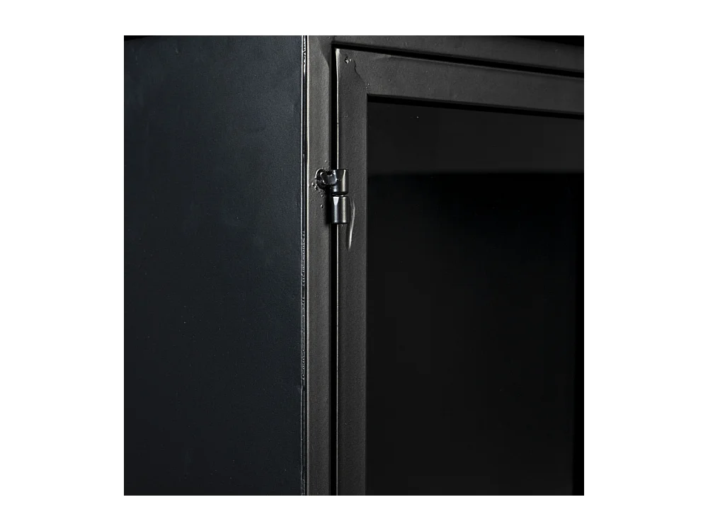 FERRE - Vitrine à roulettes en acier et bois noir H 105