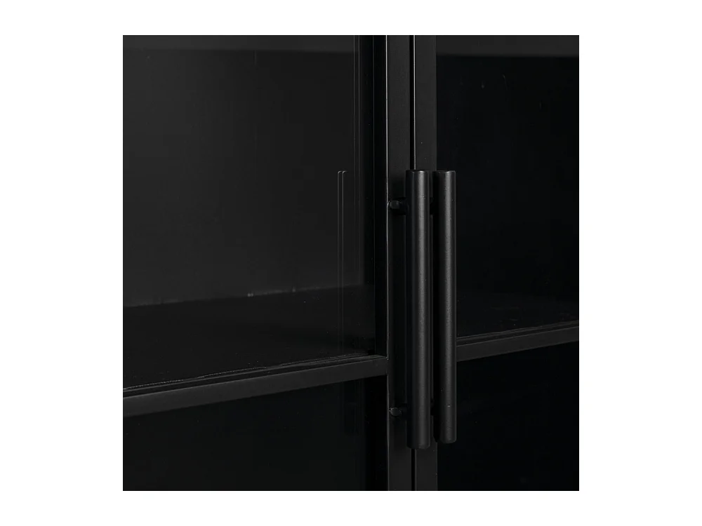 FERRE - Vitrine à roulettes en acier et bois noir H 105