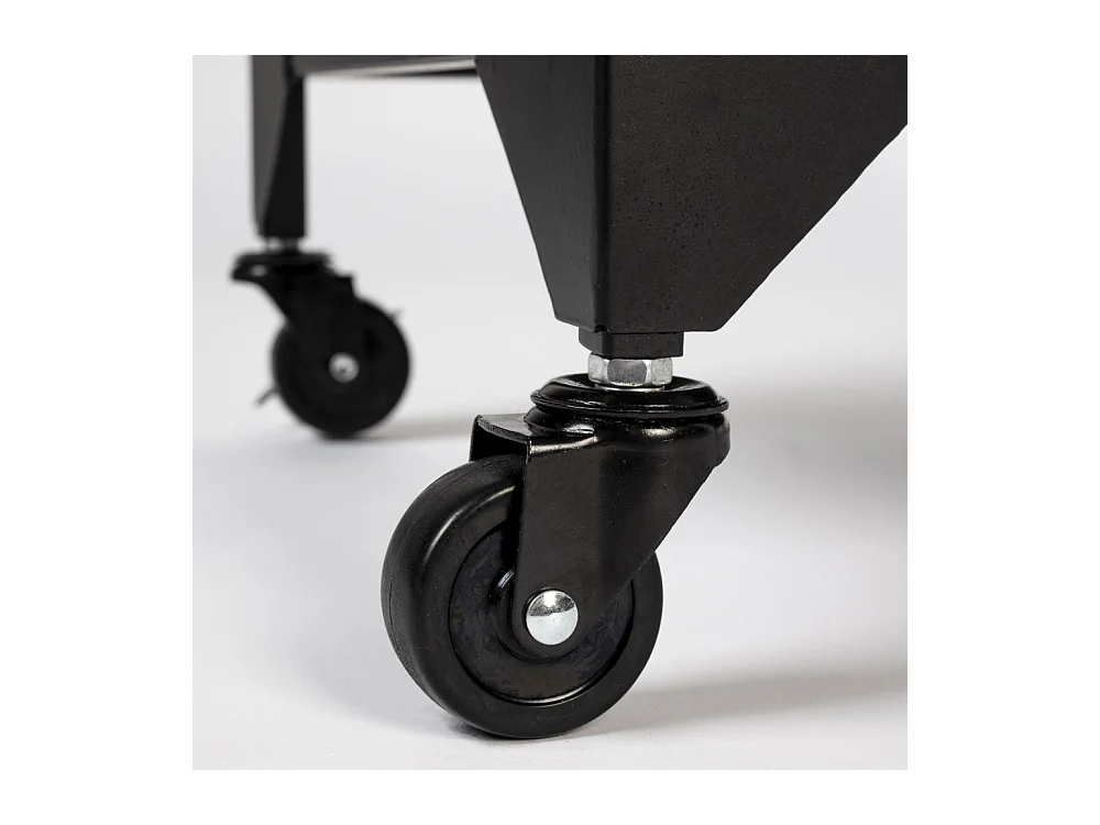 FERRE - Vitrine à roulettes en acier et bois noir H 105