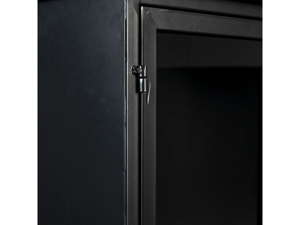 Ferre - Vitrine en bois et métal à roulettes H105cm - Couleur - Noir