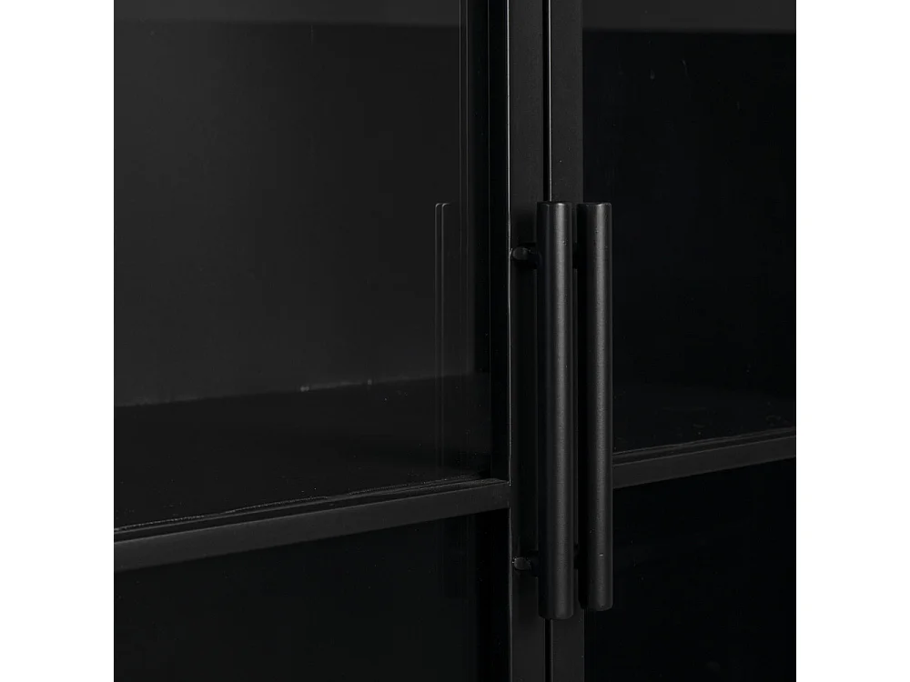 Ferre - Vitrine en bois et métal à roulettes H105cm - Couleur - Noir