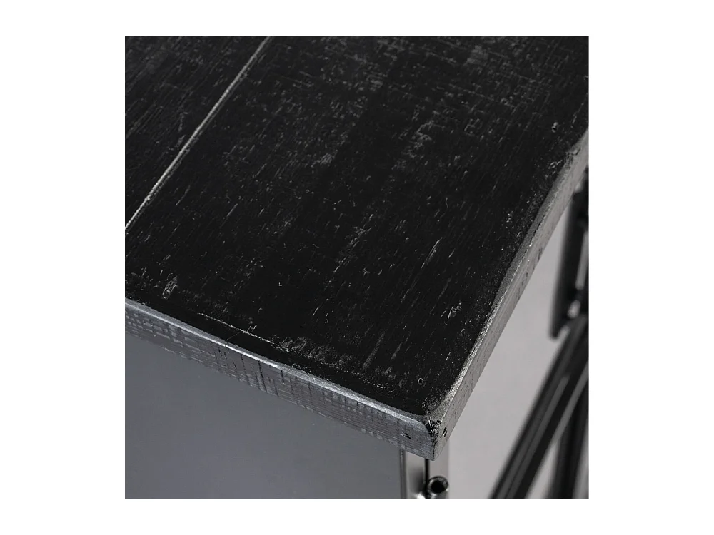 FERRE - Vitrine basse à roulettes en acier et bois L120