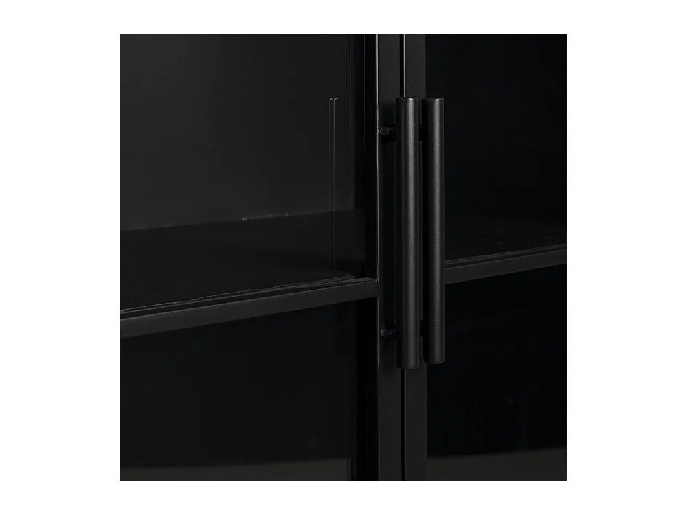 FERRE - Vitrine basse à roulettes en acier et bois L120