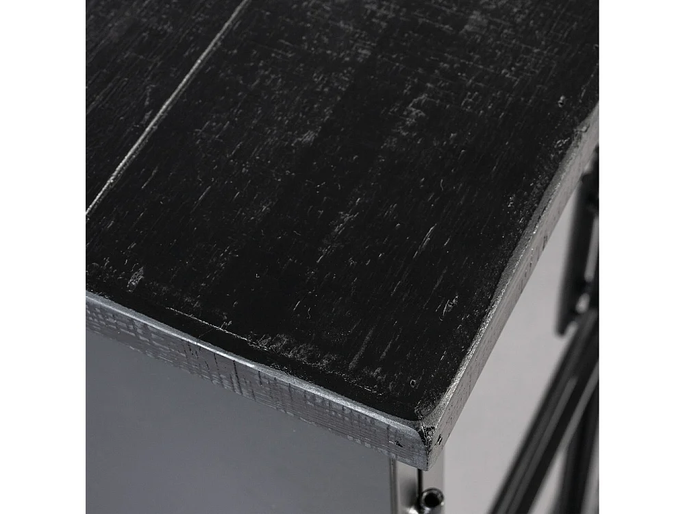 FERRE - Vitrine basse à roulettes en acier et bois L120