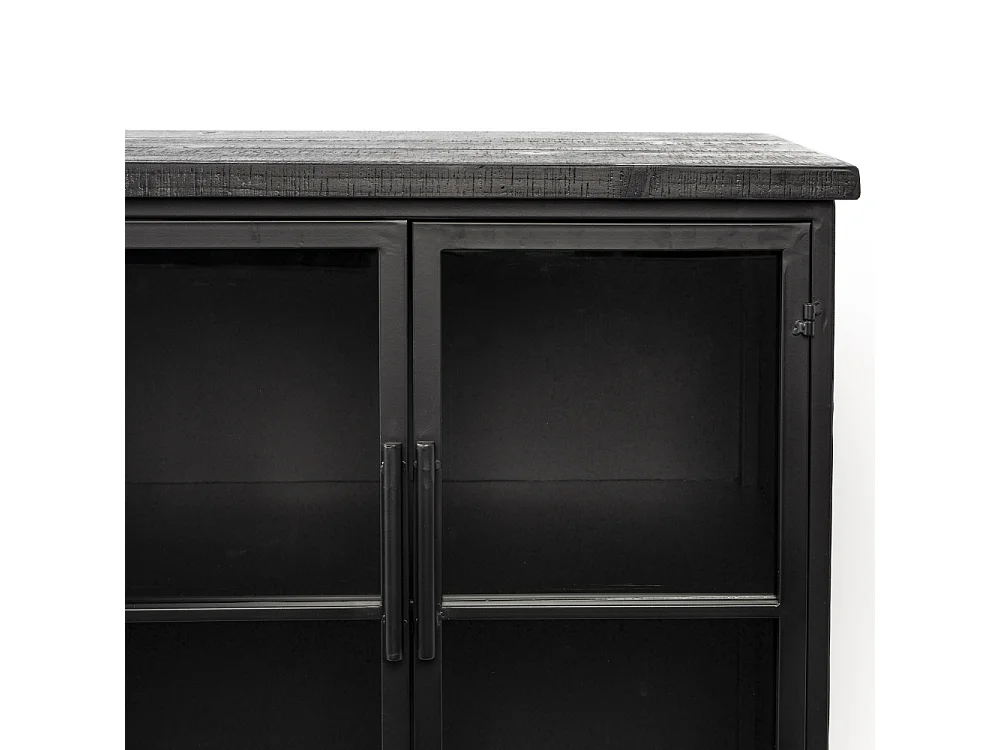 Ferre - Buffet en bois et métal à roulettes L120cm : Couleur - Noir