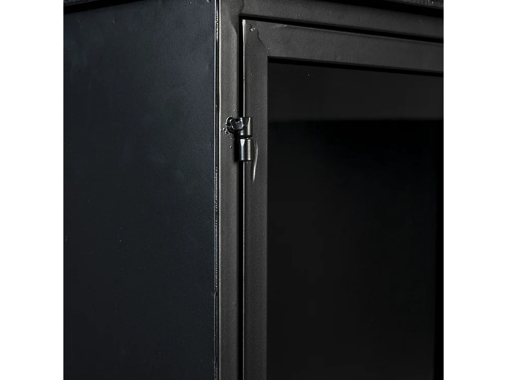 Ferre - Buffet en bois et métal à roulettes L120cm : Couleur - Noir