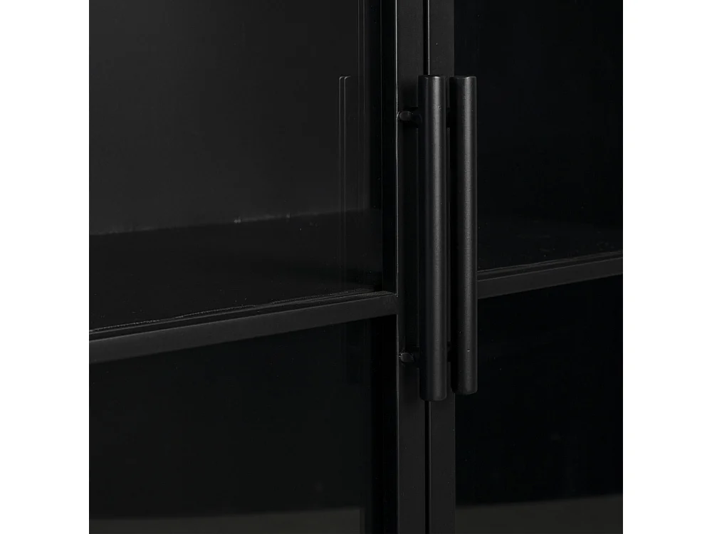 Ferre - Buffet en bois et métal à roulettes L120cm : Couleur - Noir