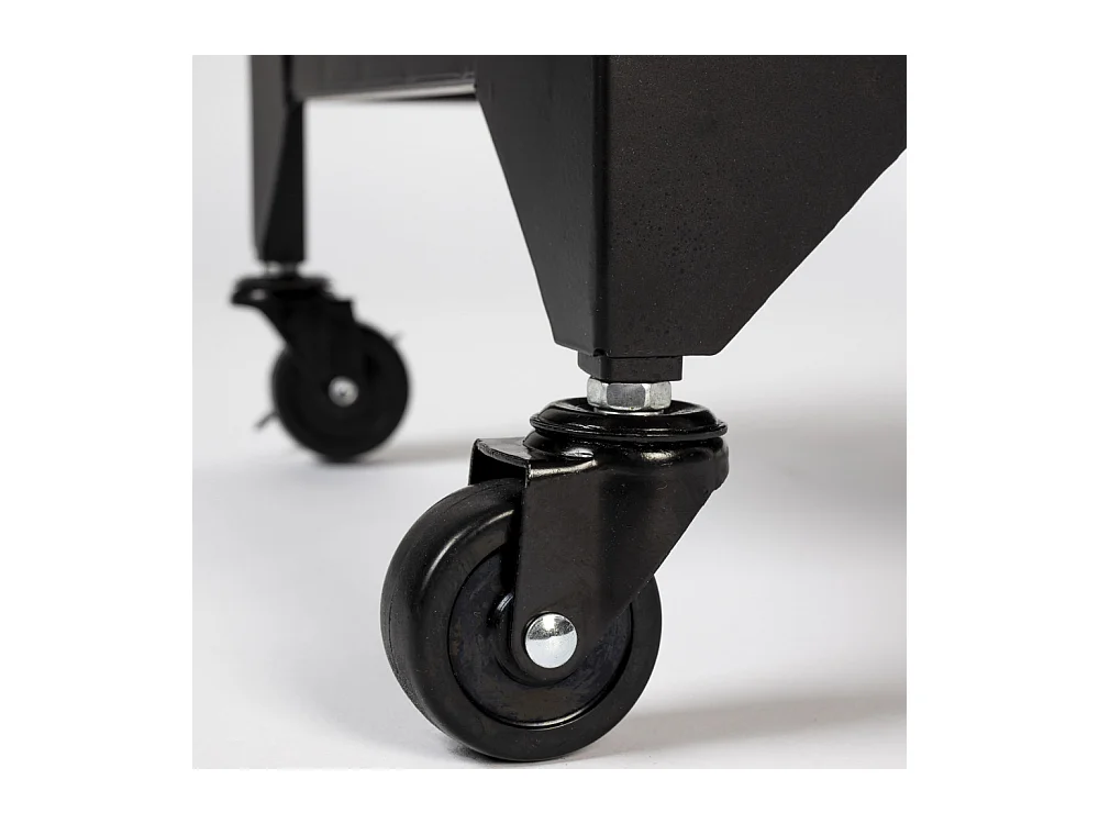 FERRE - Vitrine haute en acier et bois noir à roulettes H 133