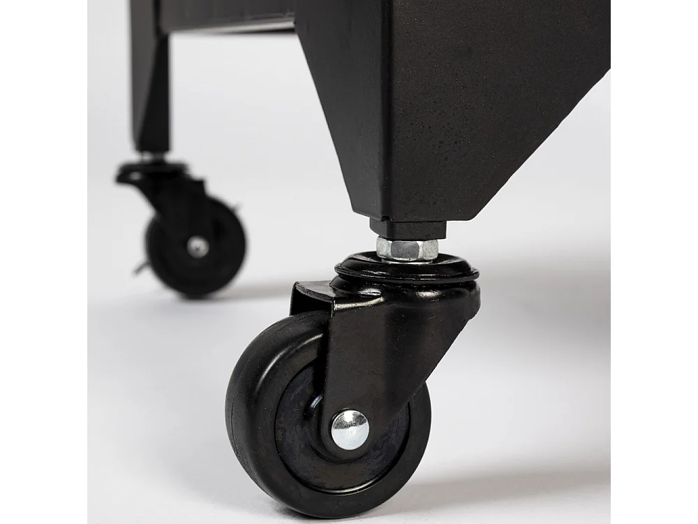 FERRE - Vitrine haute en acier et bois noir à roulettes H 133