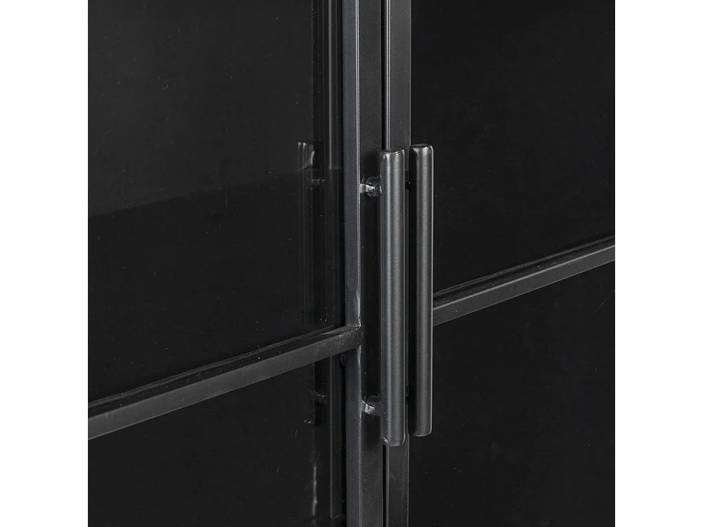 Ferre - Vitrine en bois et métal à roulettes H133cm : Couleur - Noir