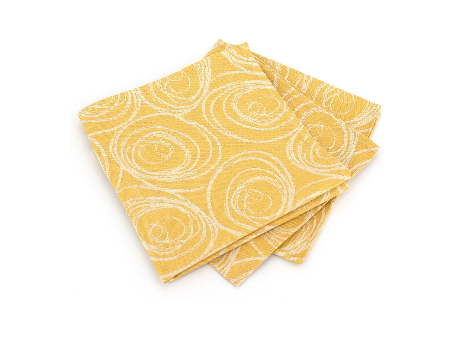 Lot de 3 serviettes de table 45x45 cm Jacquard coton SPIRALE jaune citron