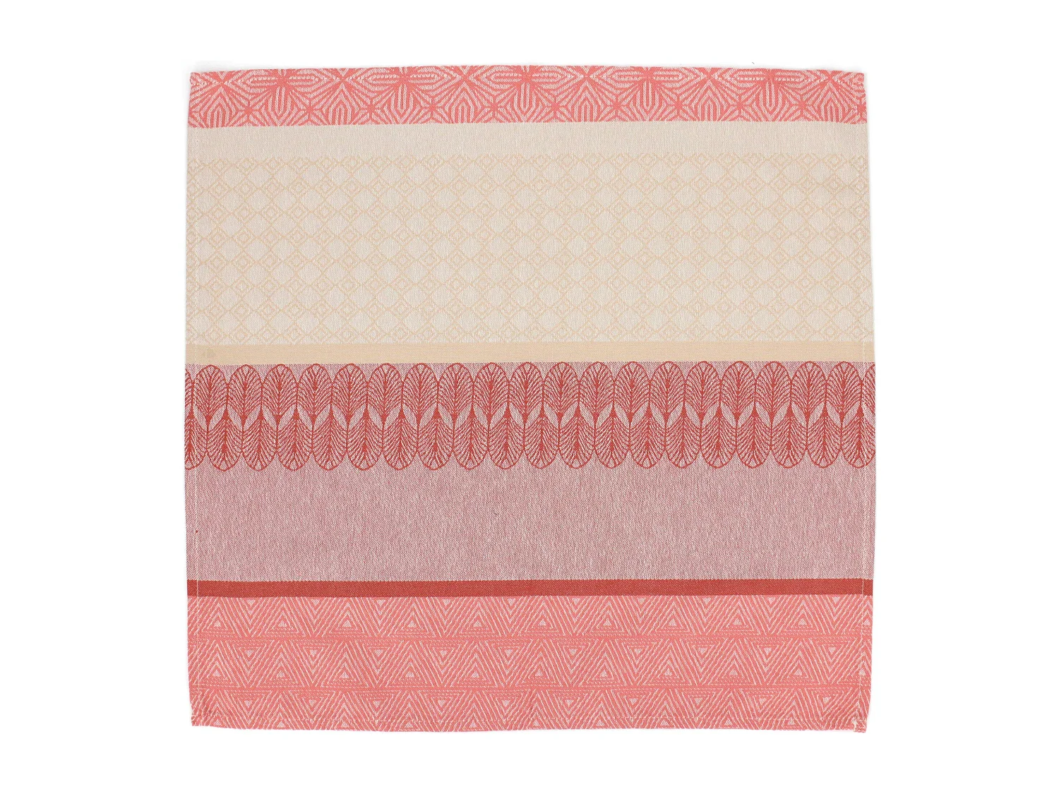 Lot de 3 serviettes de table 45x45 cm Jacquard coton sans enduction CHARLESTON rouge Corail