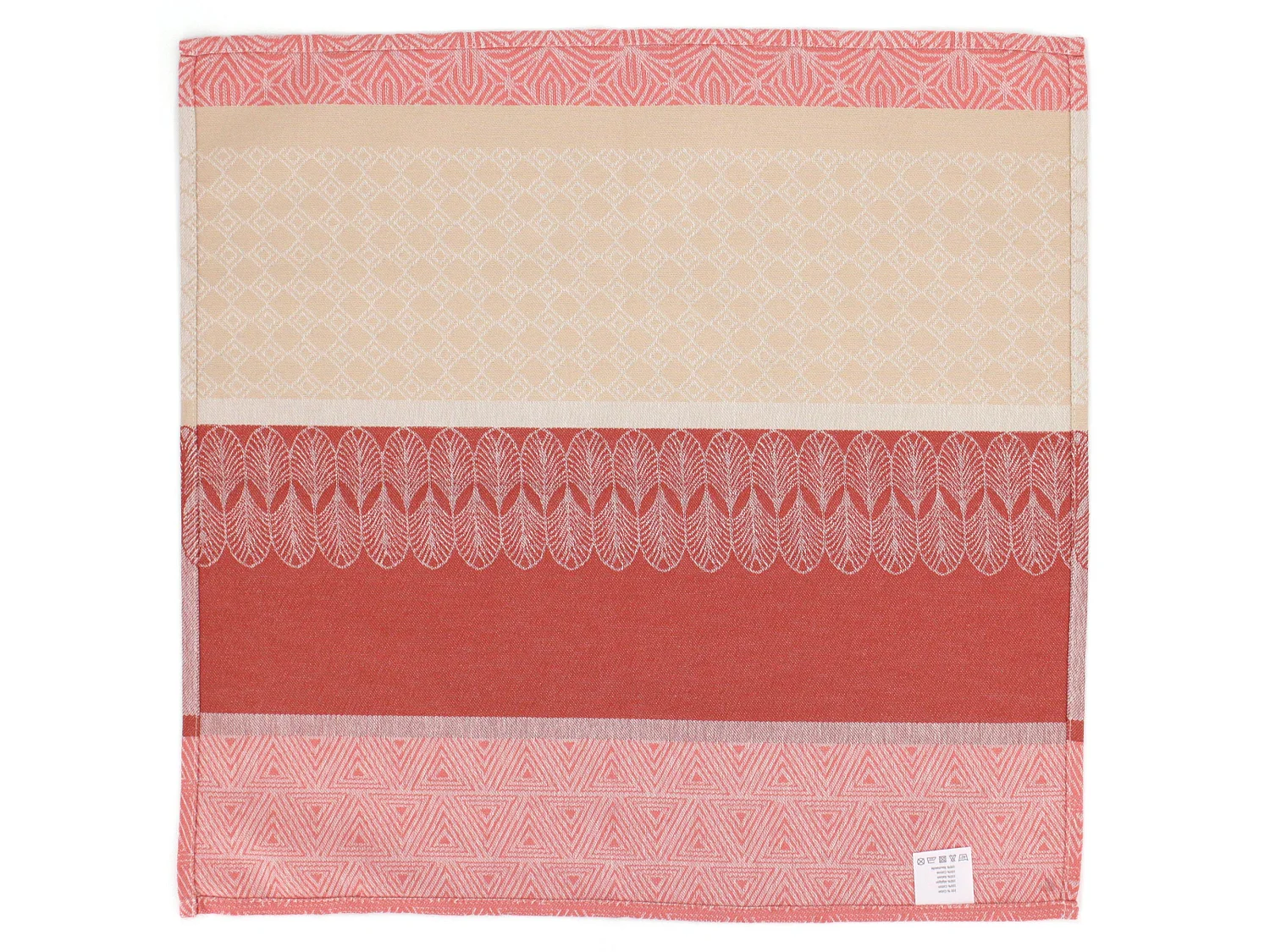 Lot de 3 serviettes de table 45x45 cm Jacquard coton sans enduction CHARLESTON rouge Corail