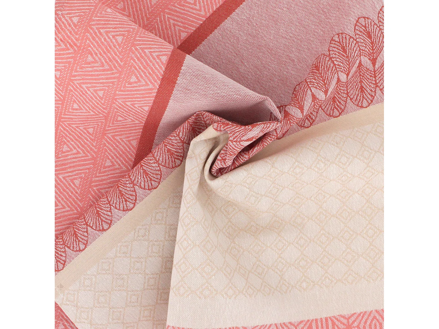 Lot de 3 serviettes de table 45x45 cm Jacquard coton sans enduction CHARLESTON rouge Corail