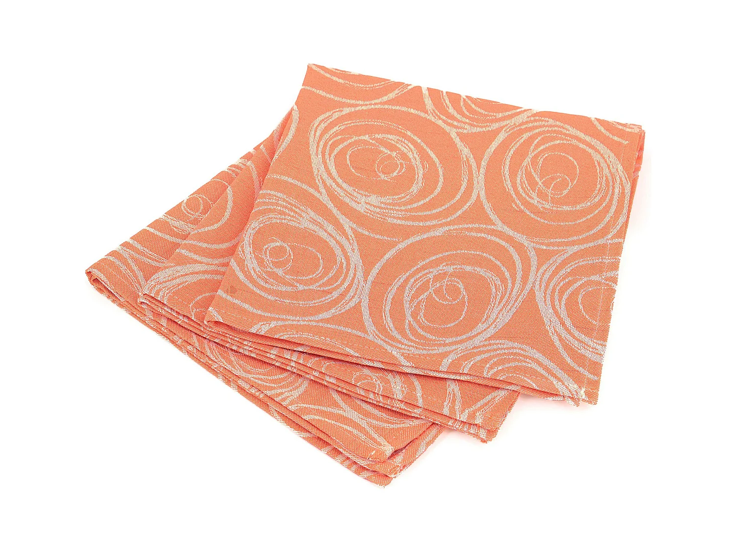 Lot de 3 serviettes de table 45x45 cm Jacquard coton SPIRALE orange papaye