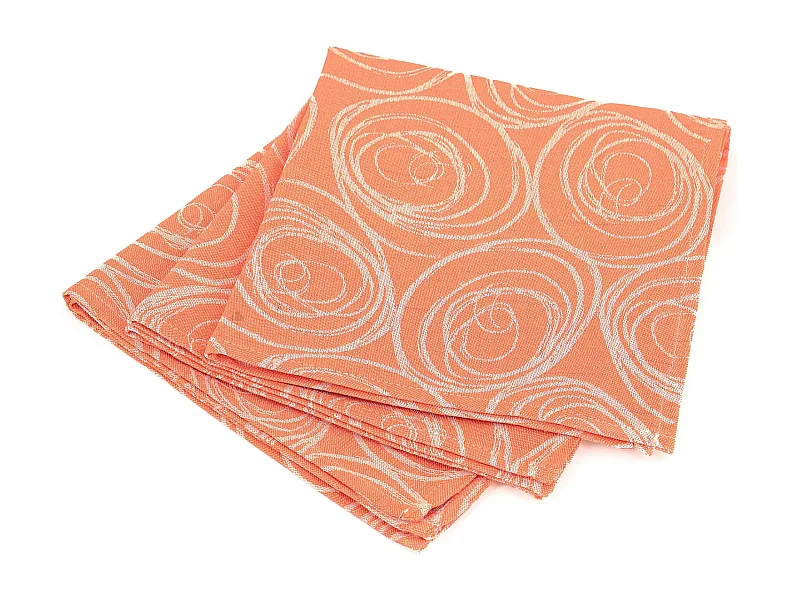 Lot de 3 serviettes de table 45x45 cm Jacquard coton SPIRALE orange papaye