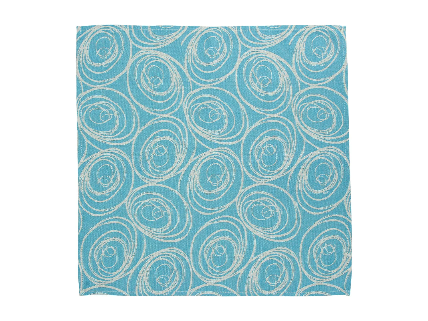 Lot de 3 serviettes de table 45x45 cm Jacquard coton SPIRALE bleu turquoise