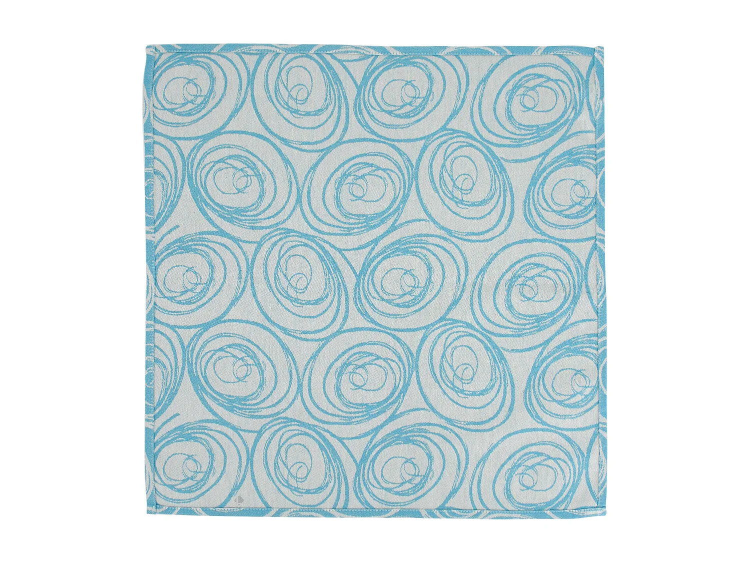Lot de 3 serviettes de table 45x45 cm Jacquard coton SPIRALE bleu turquoise