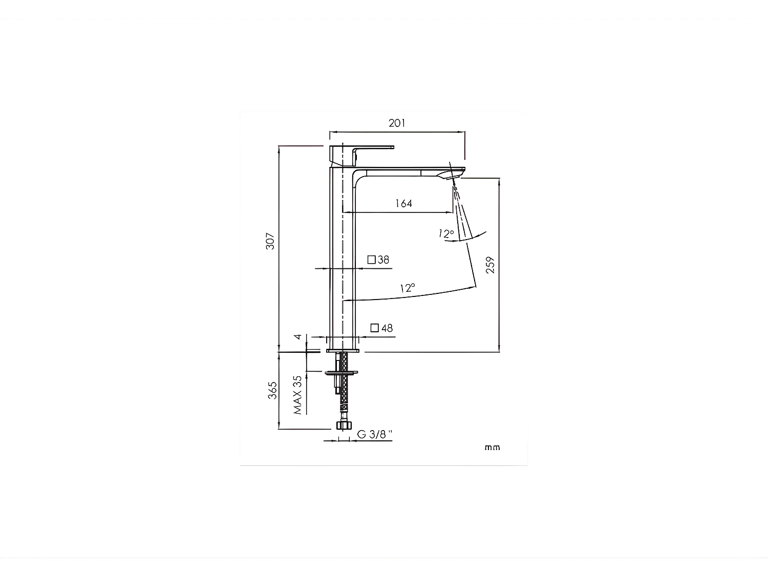 Grifo monomando alto para lavabo CUBO 2 colores