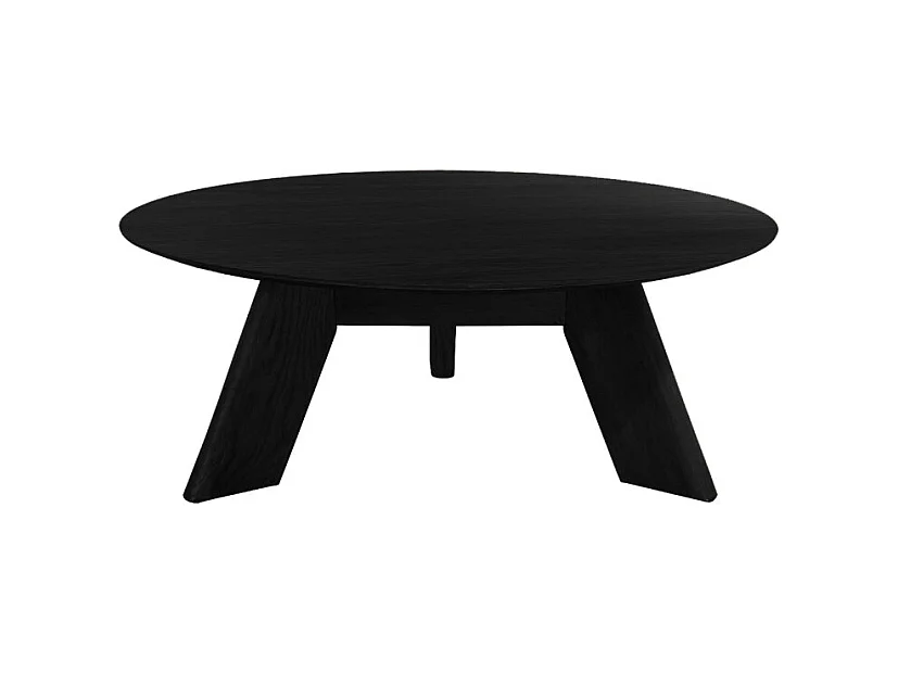 Table basse ronde en bois noir D.90 cm avec 3 pieds inclinés - ZARA