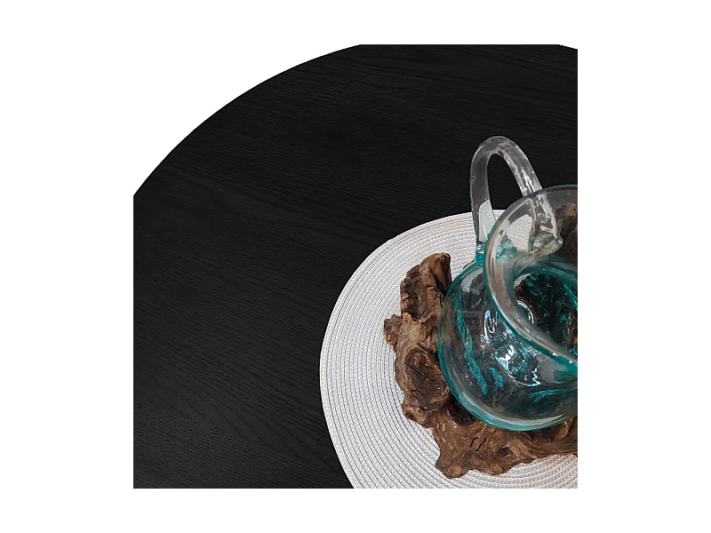 Table basse ronde en bois noir D.90 cm avec 3 pieds inclinés - ZARA