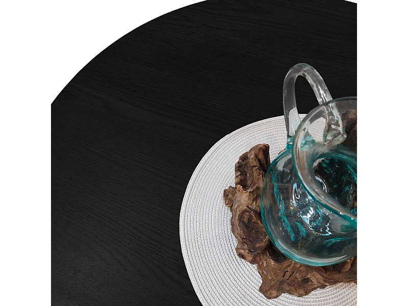 Table basse ronde en bois noir D.90 cm avec 3 pieds inclinés - ZARA