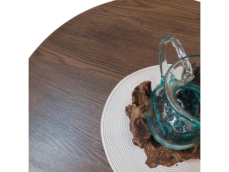 Table basse ronde en bois brun D.90 cm avec 3 pieds inclinés - ZARA