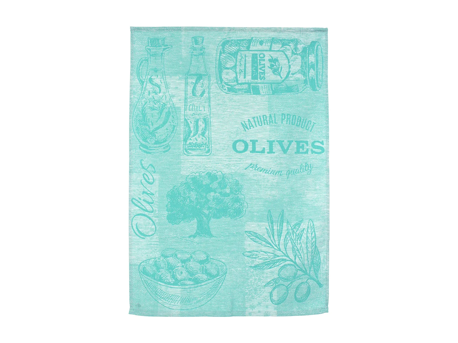Lot de 2 torchons de cuisine toile 50x70 cm OLIVES vert coton et lin