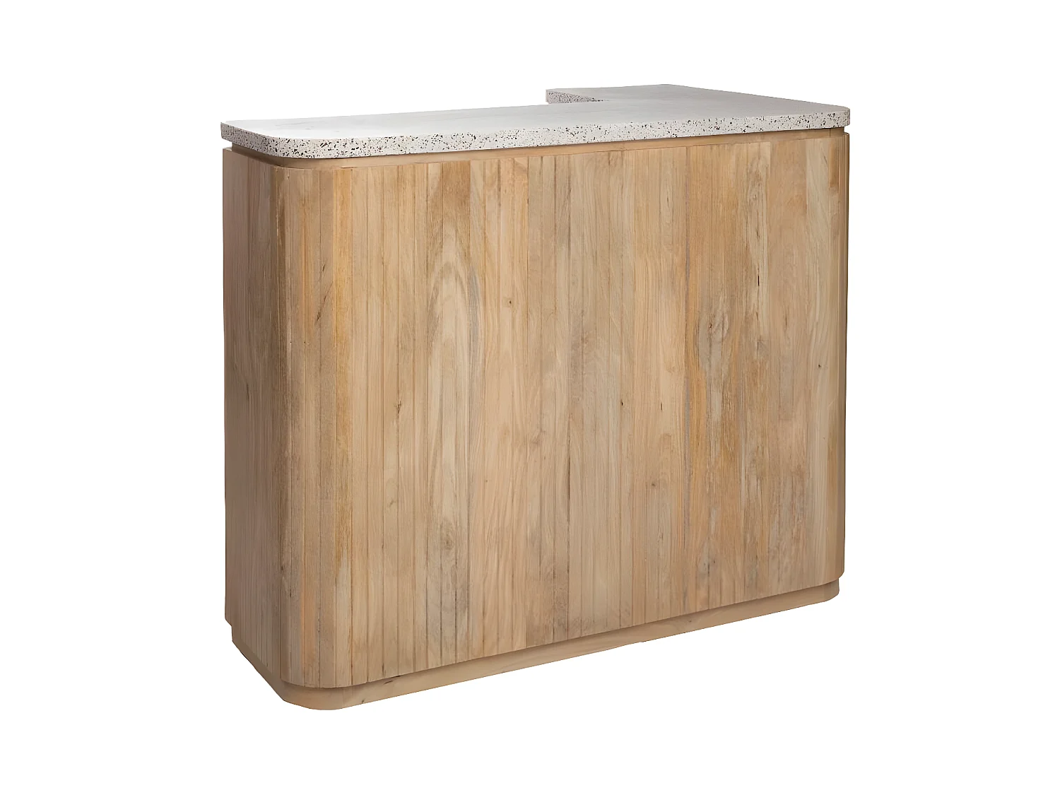 Meuble bar en angle bois de manguier et terrazzo Lou