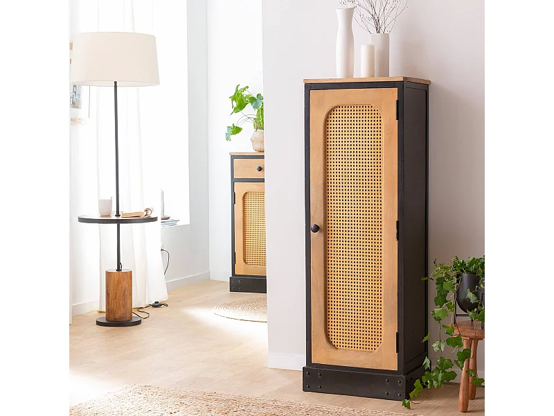 Columna en madera de mango y rejilla Ezra