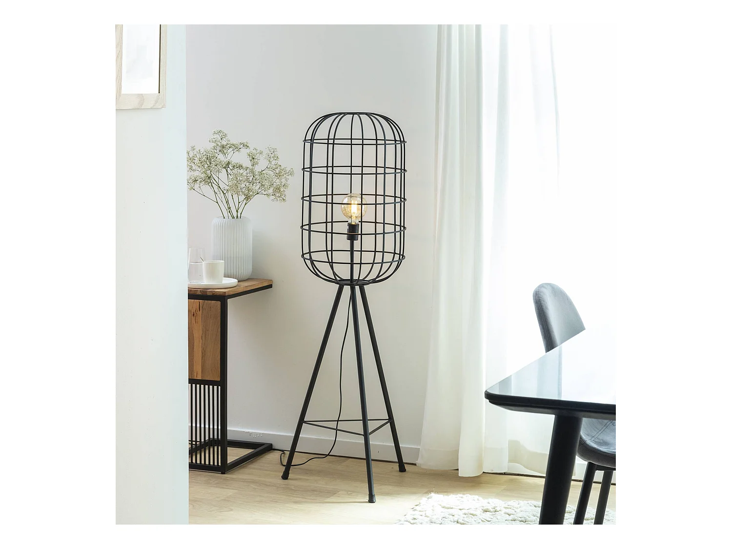 Bout de canapé en bois d'acacia et métal Mattia