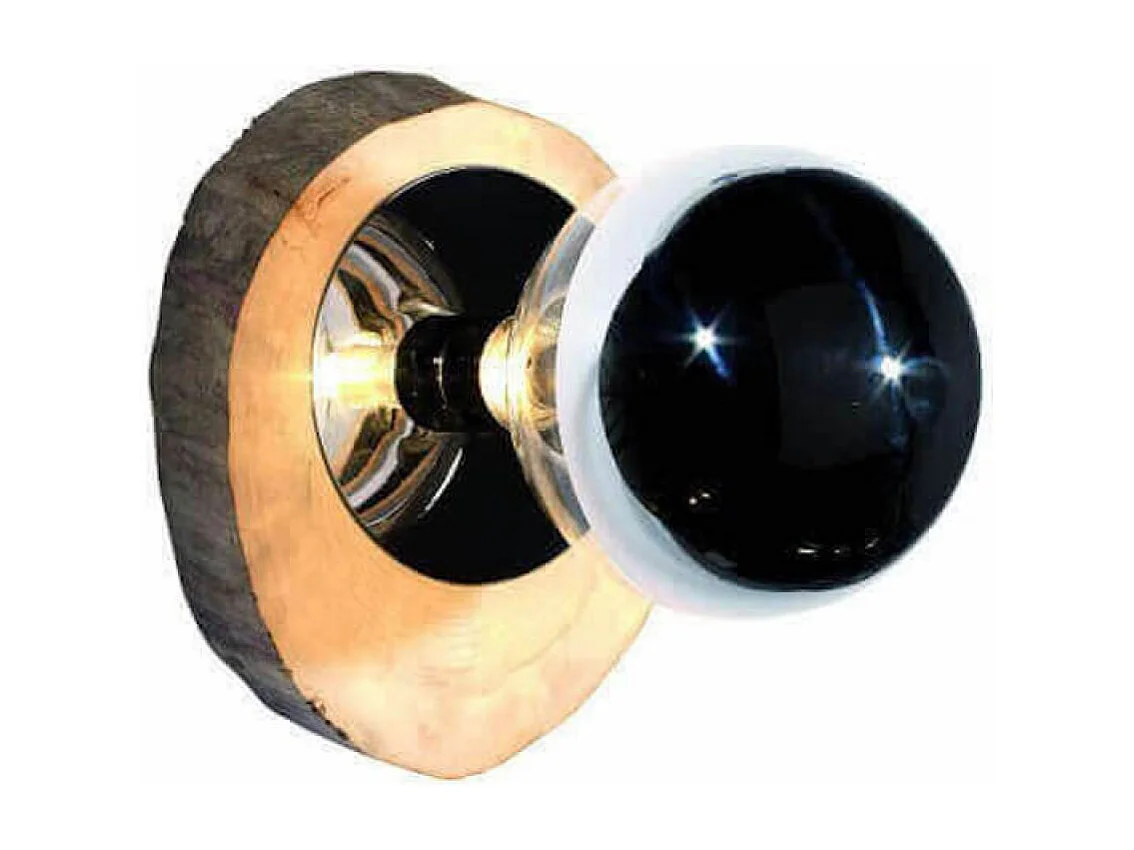 - Applique en Bois Flotté et Verre Semi Chromé