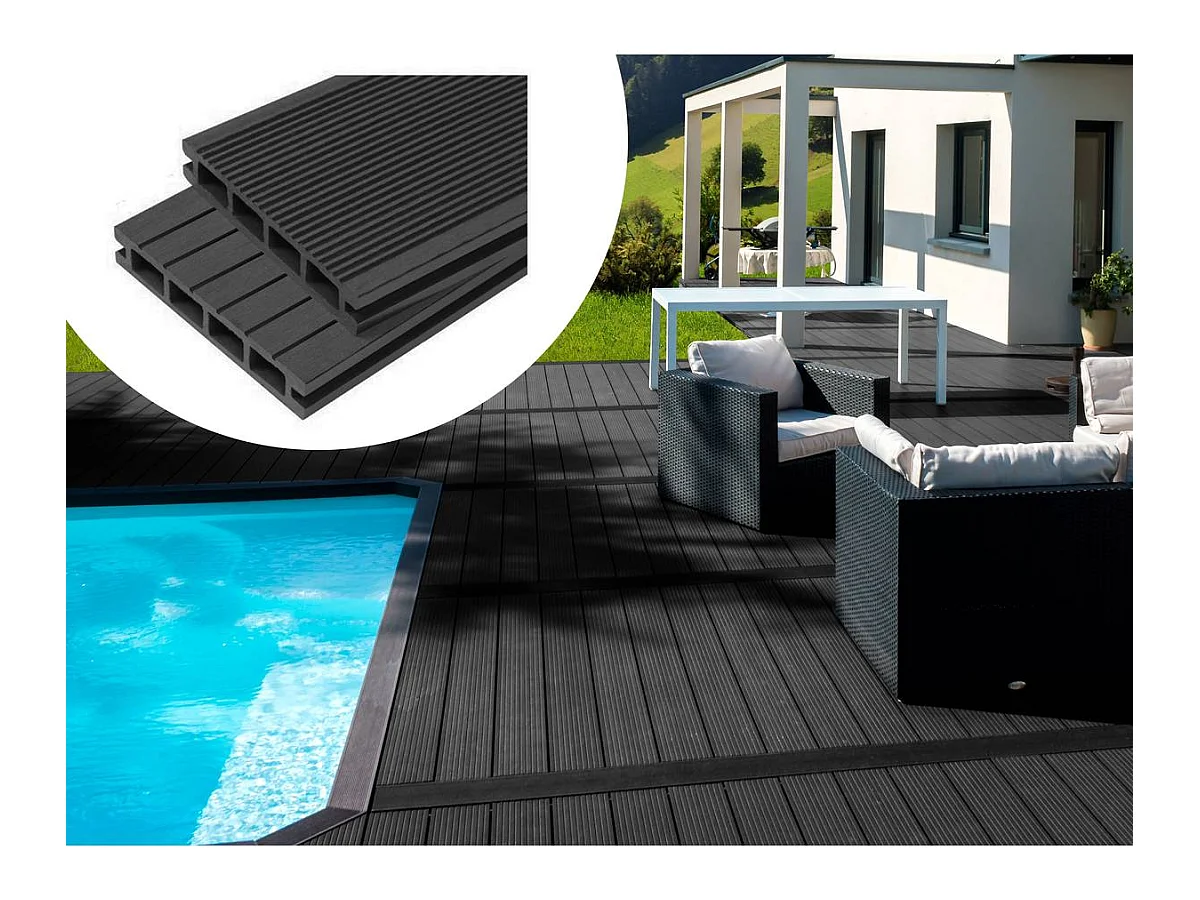 Pack 15 m² - Lames de terrasse composite alvéolaires - Ardoise