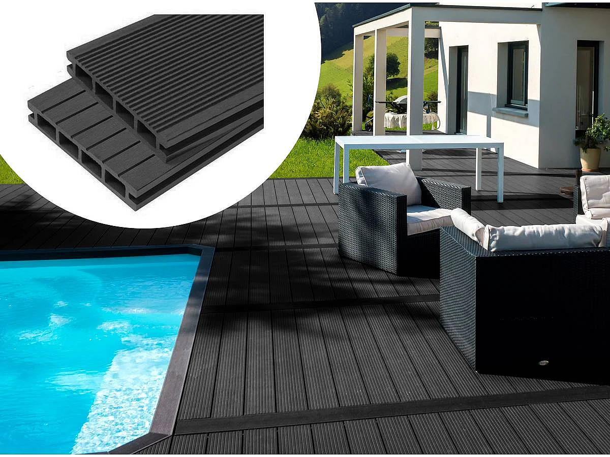 Pack 15 m² - Lames de terrasse composite alvéolaires - Ardoise