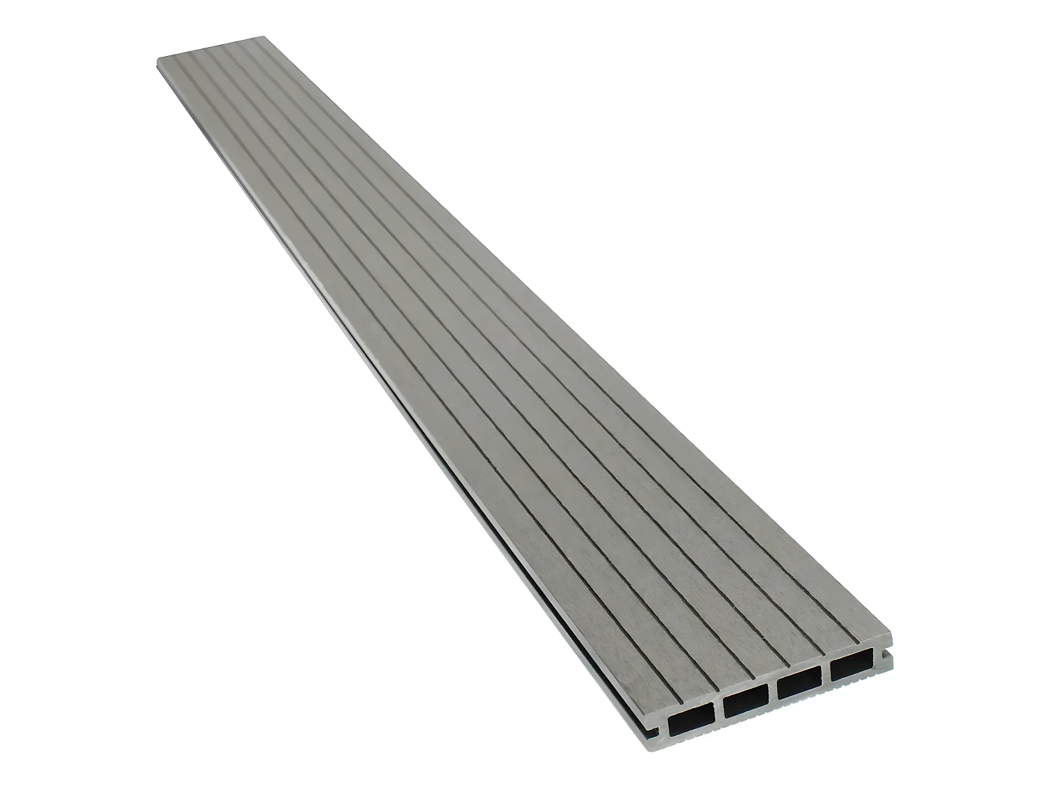 Lot de 3 lames de terrasse composite alvéolaires - Long: 2,4m - surface 1m² - Gris