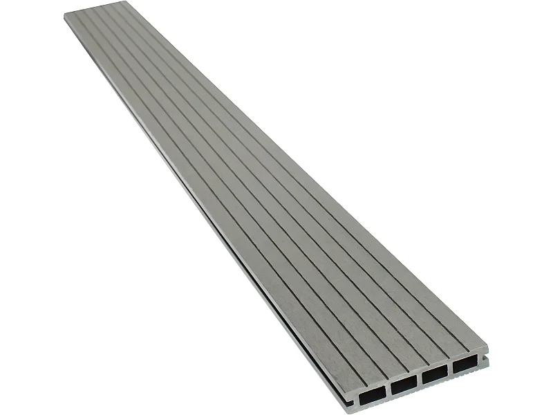 Lot de 3 lames de terrasse composite alvéolaires - Long: 2,4m - surface 1m² - Gris
