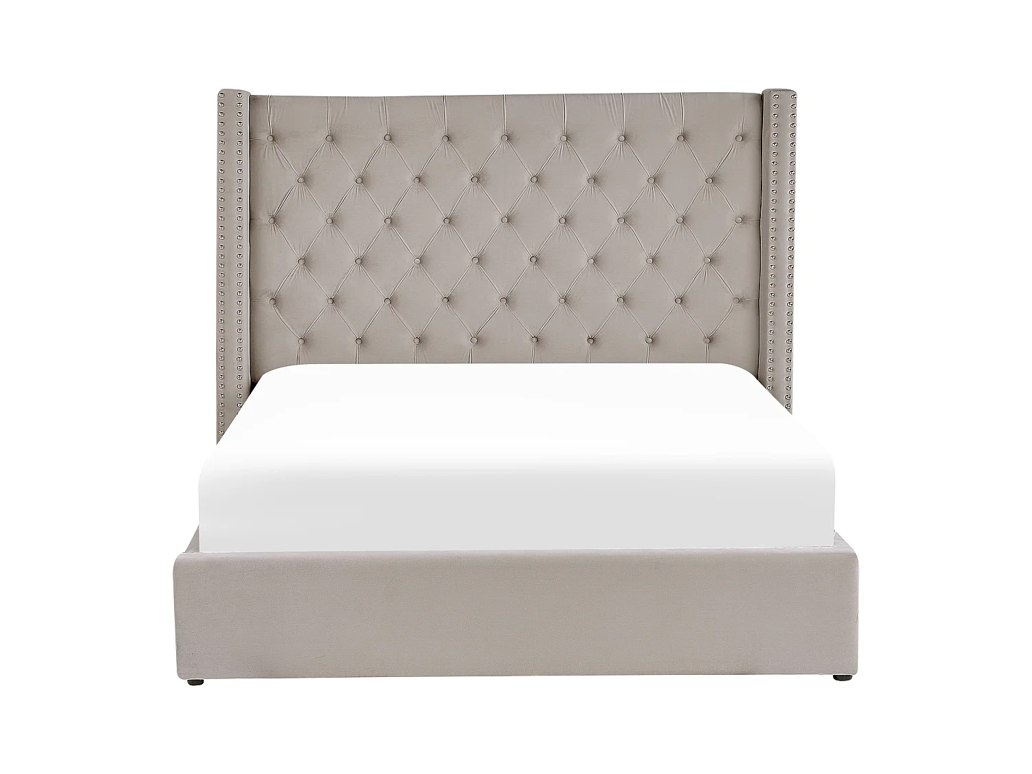 Cama baú Veludo LUBBON 180 x 200 cm Cinzento claro