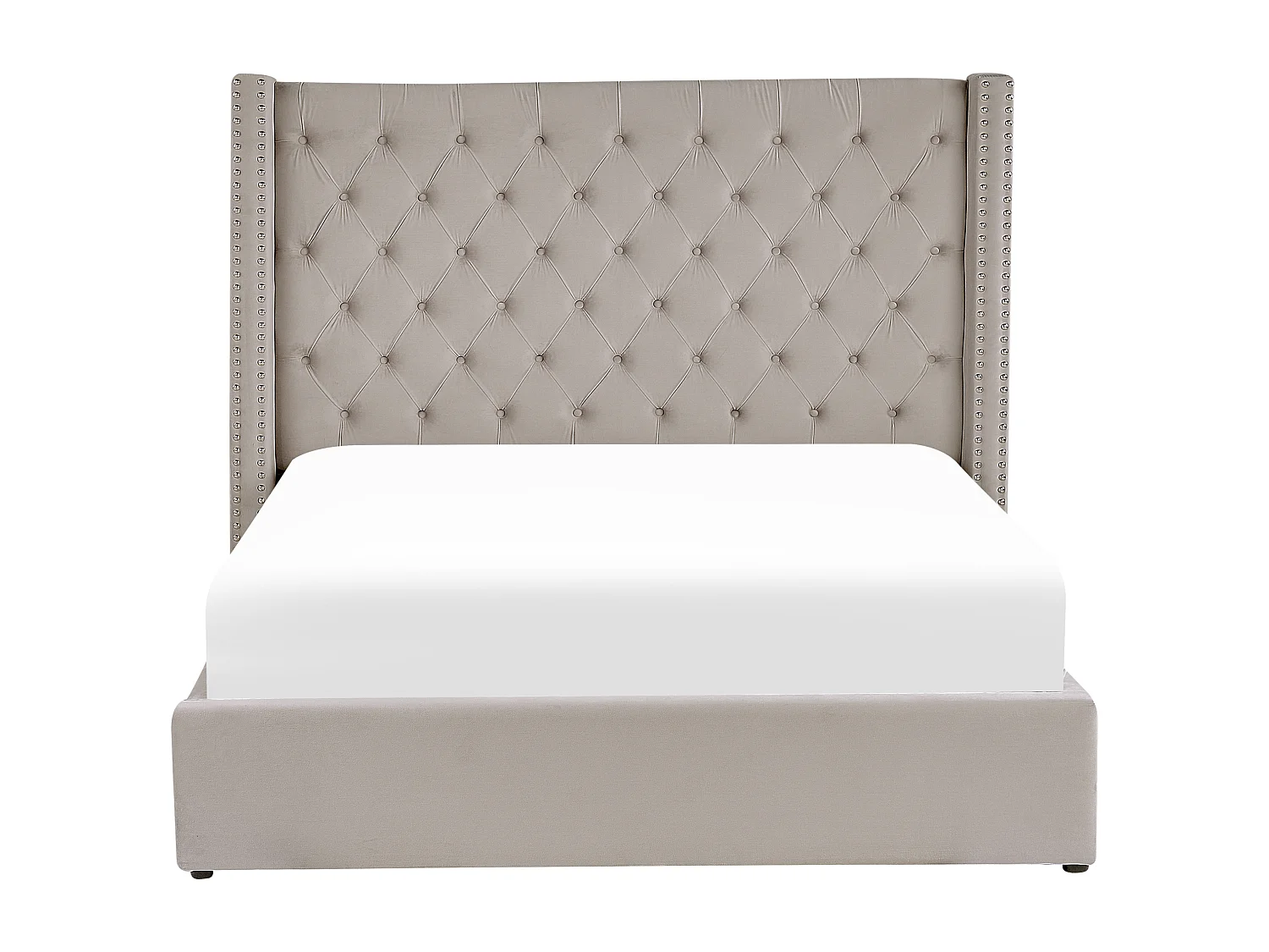 Cama baú Veludo LUBBON 180 x 200 cm Cinzento claro